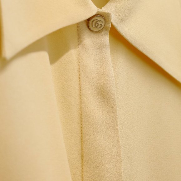 Gucci 2021 Cruise Yellow Crêpe de Chine Balloon Sleeve Blouse - Picture 10 of 16